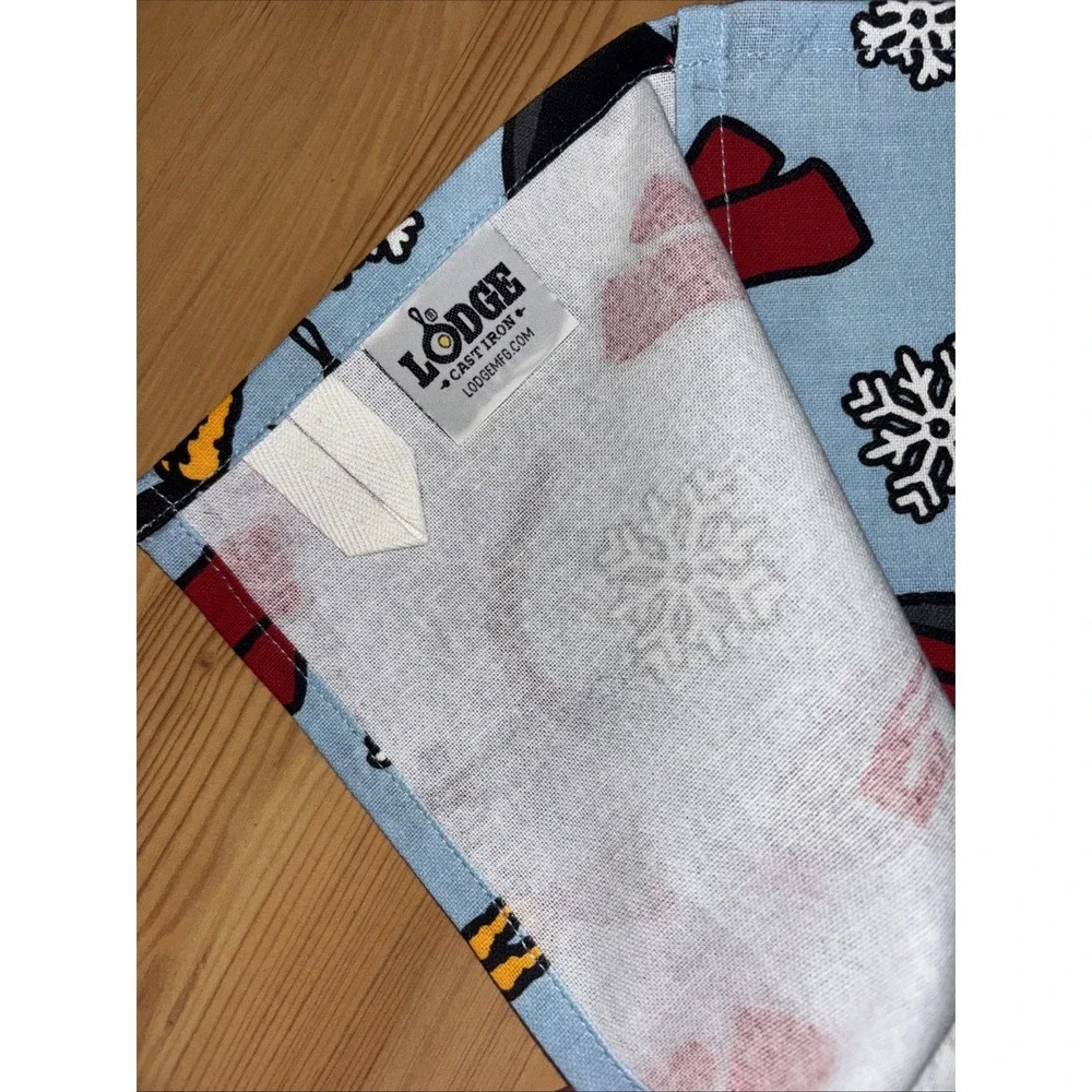 NWT LODGE CAST IRON Snowman Snowflake Flour Sack Dish Towel 20x30